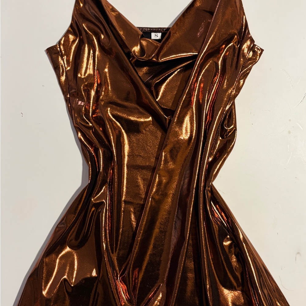 Elegant Metallic Copper Dress